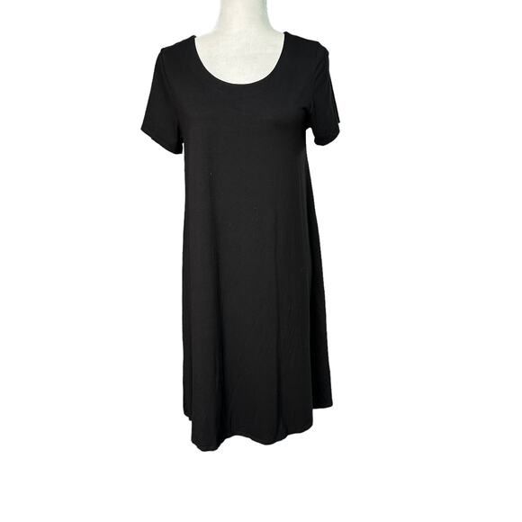 TALBOTS Womens Small Black Jersey Knit Short Sleeve Tie Back T-Shirt Swing Dress - Picture 1 of 8